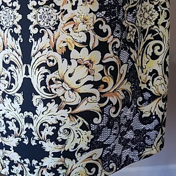 J. Taylor black, white & yellow dress Sz. 14 - Picture 5 of 6